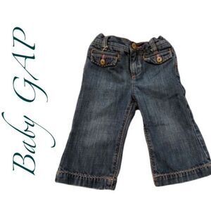 GAP Baby Girls Capri Jeans Flared 2969 Wide Leg Denim Pants Size 12-18 Month